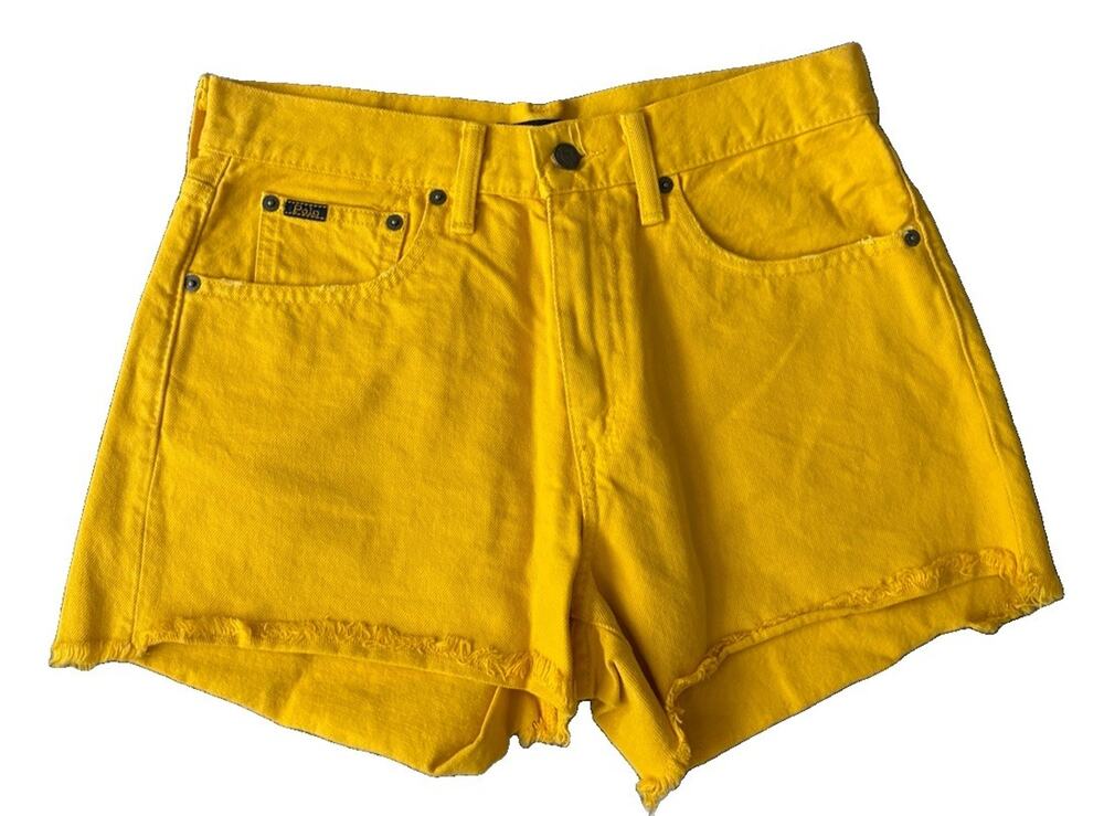 Polo Ralph Lauren Denim Shorts Womens 27 Yellow Crosby Relaxed Cutoff Raw Hem